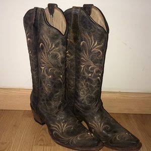 Circle G Filigree Cowgirl Boots - Snip Toe size 9
